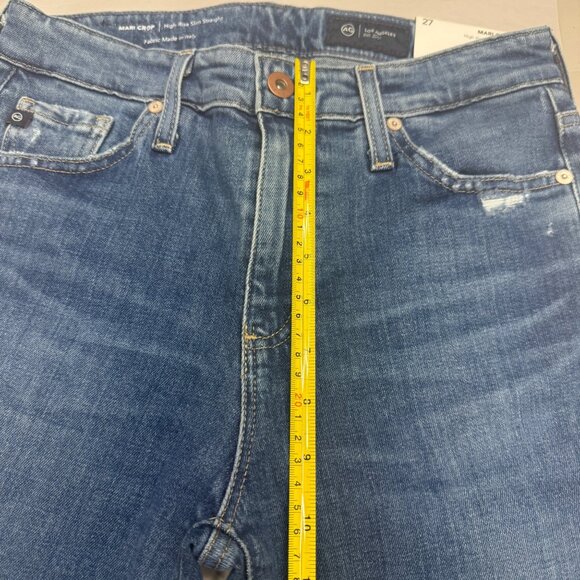 NEW AG Mari Crop High-Rise Slim Straight Blue Jean Womens Denim Pants, Size 27 - Picture 9 of 12